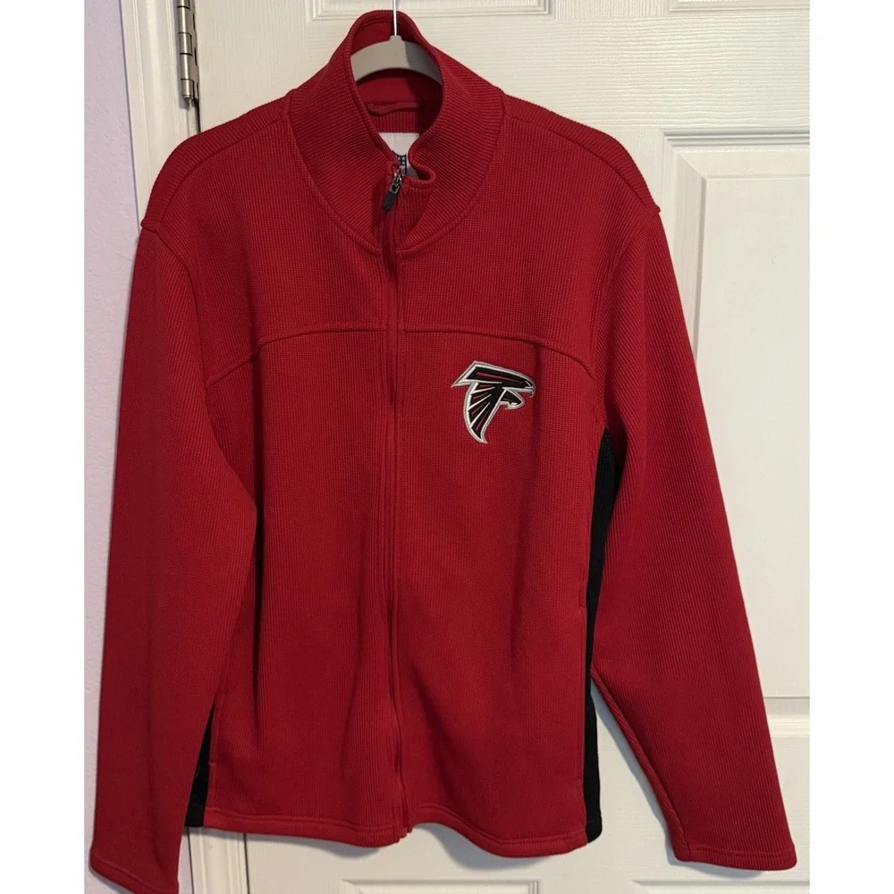 NFL Atlanta Falcons Jacket Mens XL Red Waffle Knit Fleece Lined Medium Weight